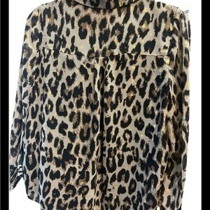 Tahari Leopard Print Blouse with Gold Accents
